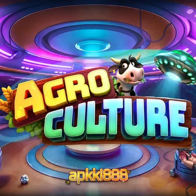 Tampilan visual slot AgroCulture yang menampilkan perpaduan tema peternakan dan alien.
